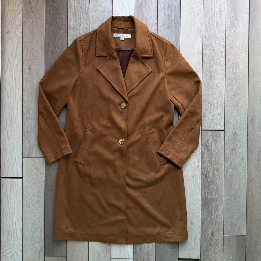 Kenneth Cole New York Women’s Brown Suede Jacket With Knit Sleeve